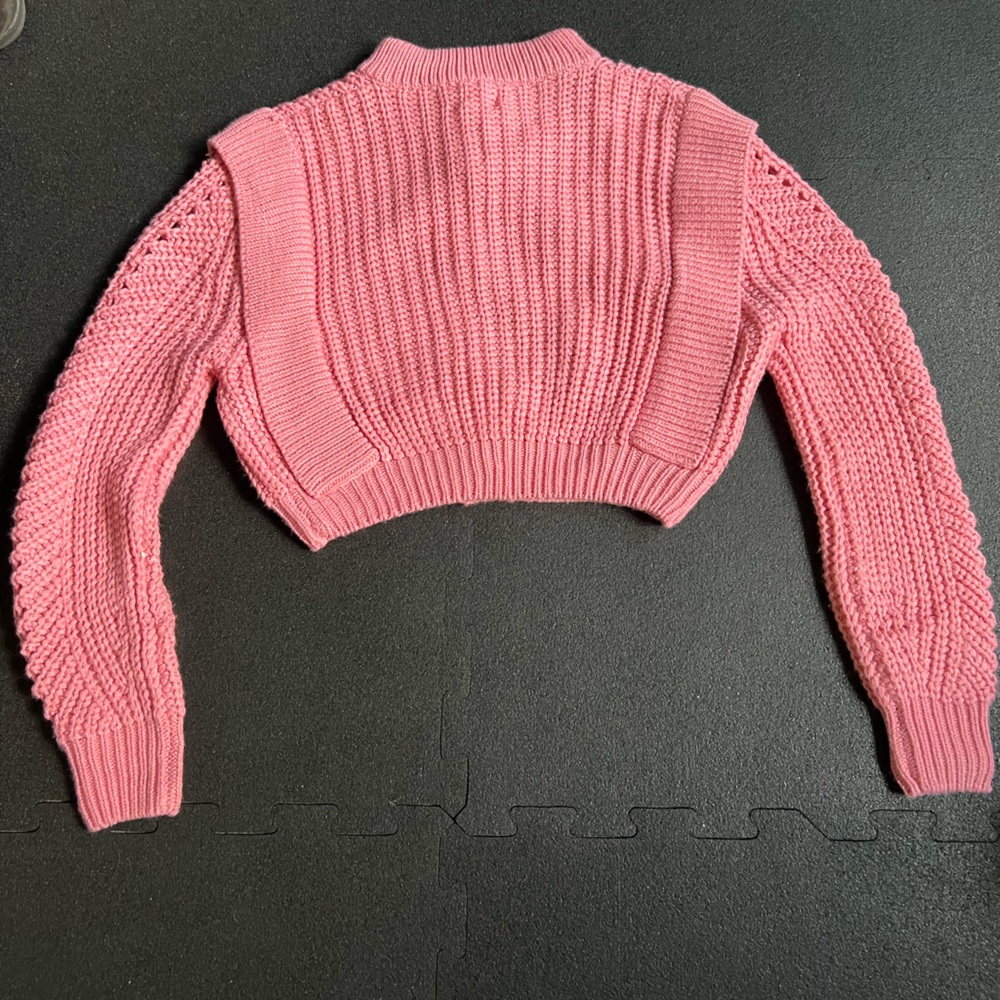 Pink Cropped Knit Sweater - Picture 2 of 3